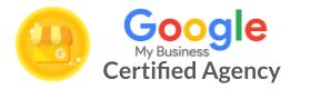 Google My Business Certified Agency badge for website design experts in Miami, Florida.