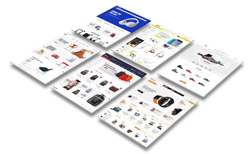 A collage of top responsive ecommerce themes showcasing modern designs and user-friendly layouts.