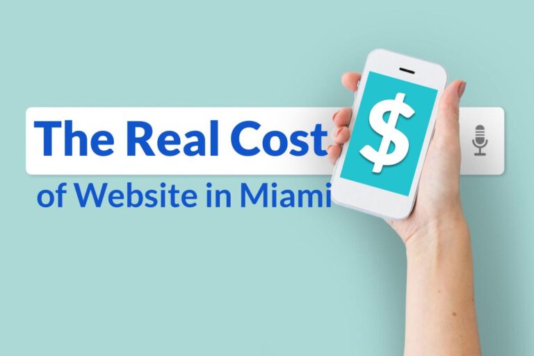 An infographic detailing the costs associated with creating a website in Miami, including design, hosting, and maintenance.