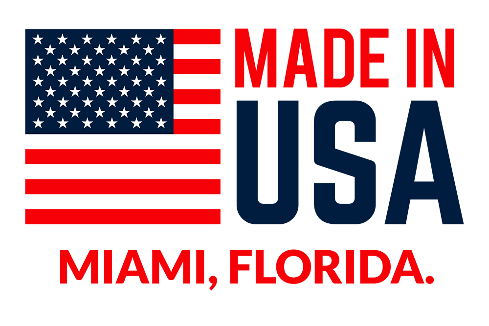 Image of a product labeled "Made in USA" with a Miami, Florida backdrop, showcasing 911MYWEB's American craftsmanship.