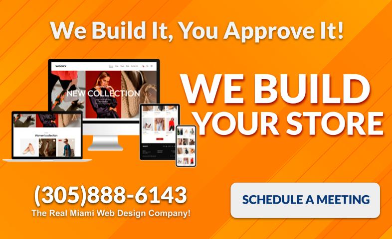 Advertisement showcasing professional web design services by a Miami-based company, featuring responsive website examples and a call-to-action.