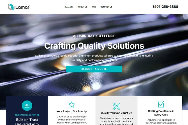 iLamar website design for a metal company, featuring a modern layout by 911MYWEB.