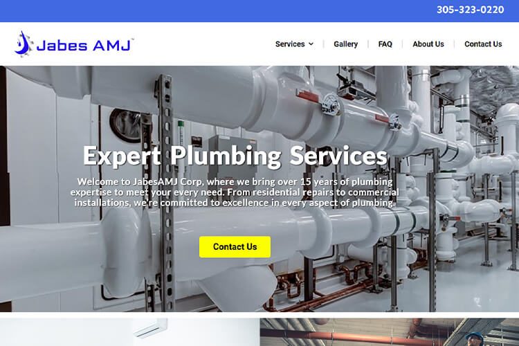 Website design for Jabes AMJ Corp showcasing plumbing services with modern layout and user-friendly features.